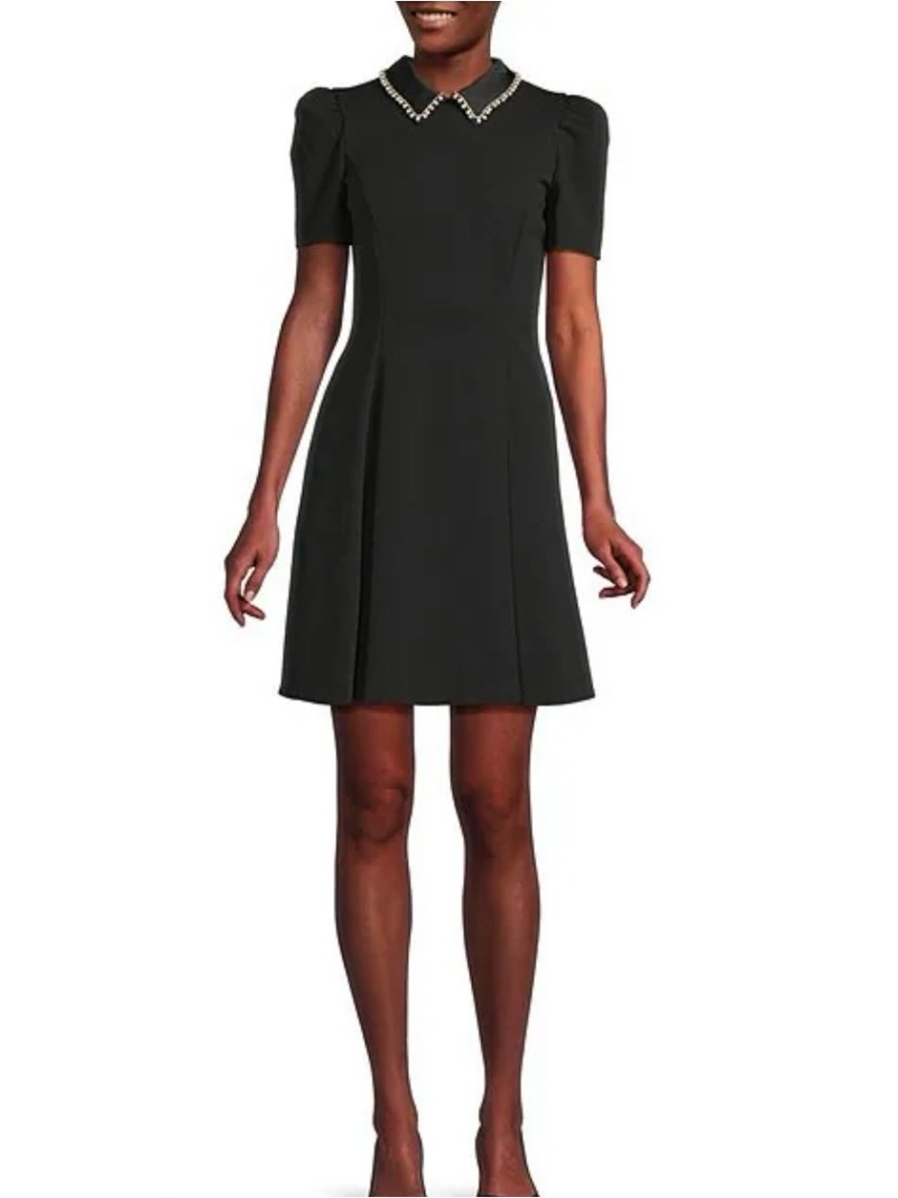 Karl Lagerfeld Paris Fit and Flare Dress with Pearl Collar
